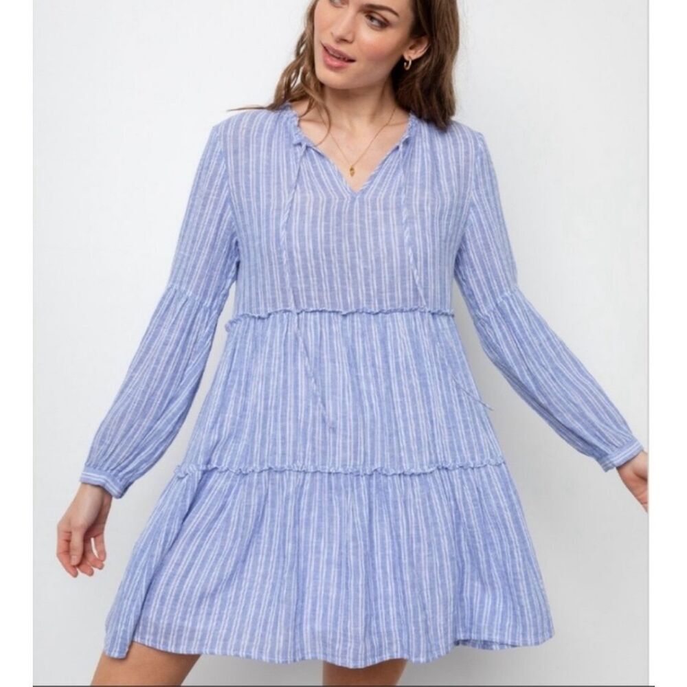 Rails Everly Ludlow Stripe Linen Blend Long Sleev… - image 2